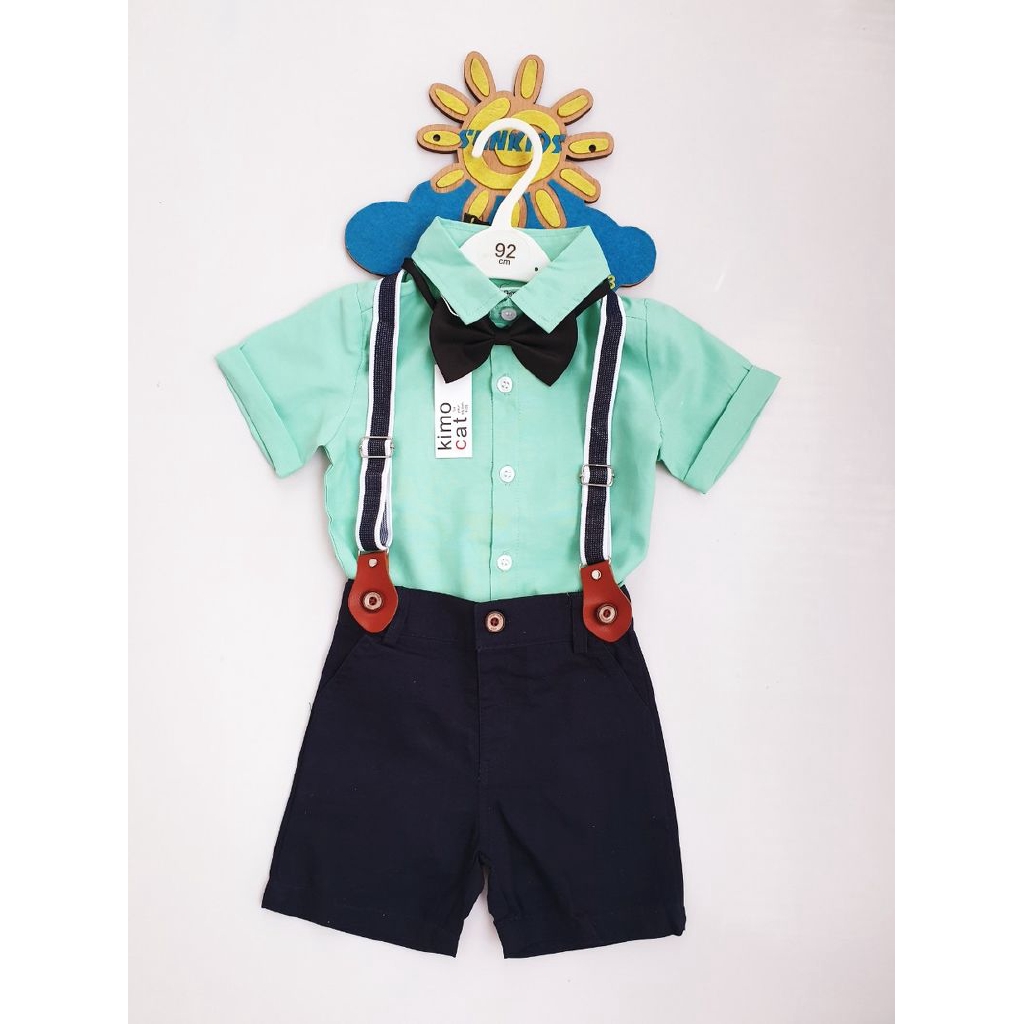 Set công tử Kimocat Kids 4 chi tiết áo xanh