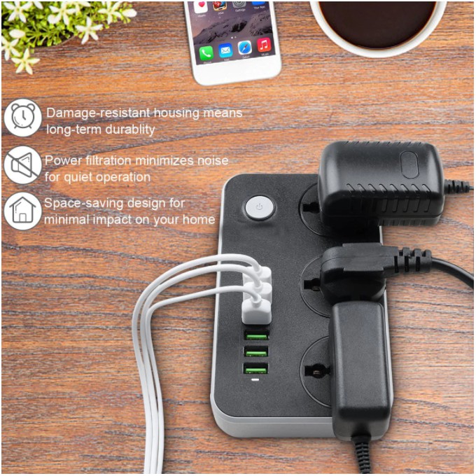 Ổ Điện Đa Năng Power Strip Có USB Hỗ Trợ Sạc Nhanh An Toàn - IC Tự Ngắt Quá Tải Chống Cháy Nổ  - Mã 4 USB, 6 USB 4.4A