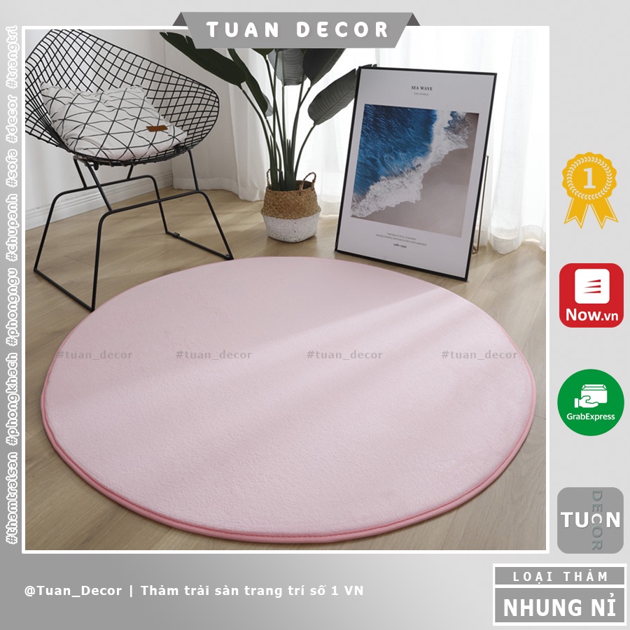 Thảm tròn trải sàn trang trí phòng khách Nhung Nỉ cao cấp size 80cm | 1m giá rẻ