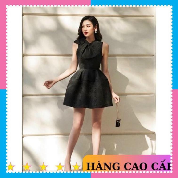[SẢN PHẨM CHẤT LƯỢNG] Đầm dáng xoè đầm gấm sang trọng vai nơ dự tiệc đi chơi dạo phố công sở - MN128