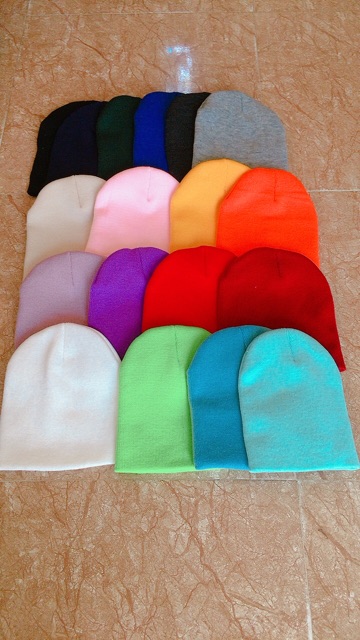 Mũ Len Màu Trơn Dáng Ngắn Cho Cả Người Lớn, Trẻ Em 21cm