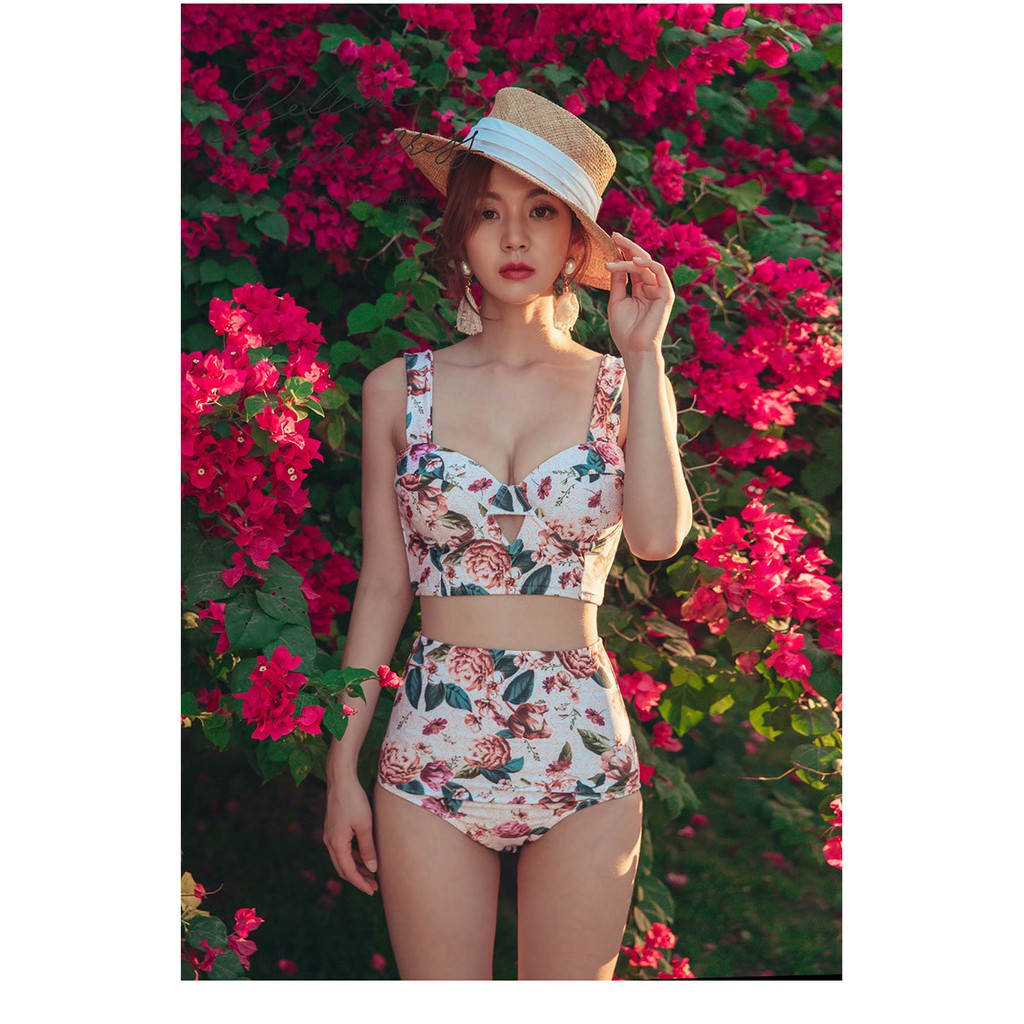 Áo tắm nữ 🌸FREESHIP 50K🌸 Bikini vintange nữ hai mảnh hoa hồng che khuyết điểm, đồ bơi nữ hai mảnh sexy | BigBuy360 - bigbuy360.vn