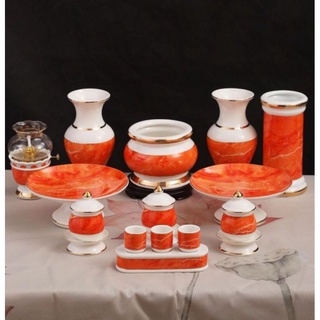 LƯ HƯƠNG THỜ CÚNG SỨ MÀU ĐỎ CAM