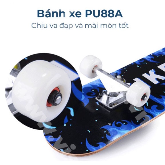 Ván Trượt Skateboard - Ván trượt thể thao mặt nhám, gỗ phong 7 lớp, vòng bi Apec 7 (kích thước: 80x20 cm)