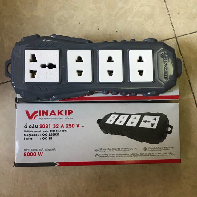 Ổ cắm vinakip siêu chịu tải 8000W- S031 32A 250V