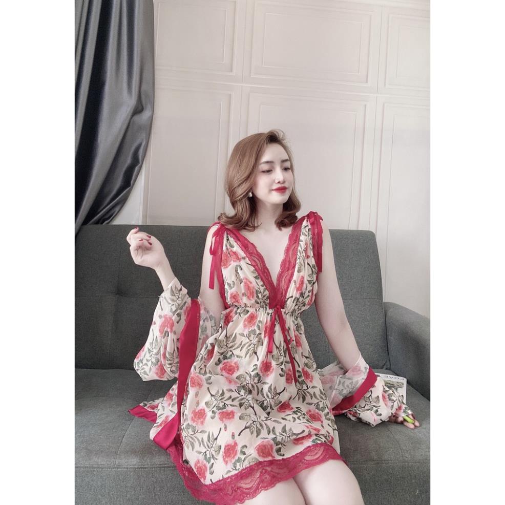 Váy Ngủ Xuyên Thấu Nữ, Set Đồ Ngủ Sexy 3 Món ( Váy Ngủ, Áo Choàng Kèm Quần ) , Đầm Ngủ Mặc Nhà Bigsize Chất Voan Tơ. | BigBuy360 - bigbuy360.vn