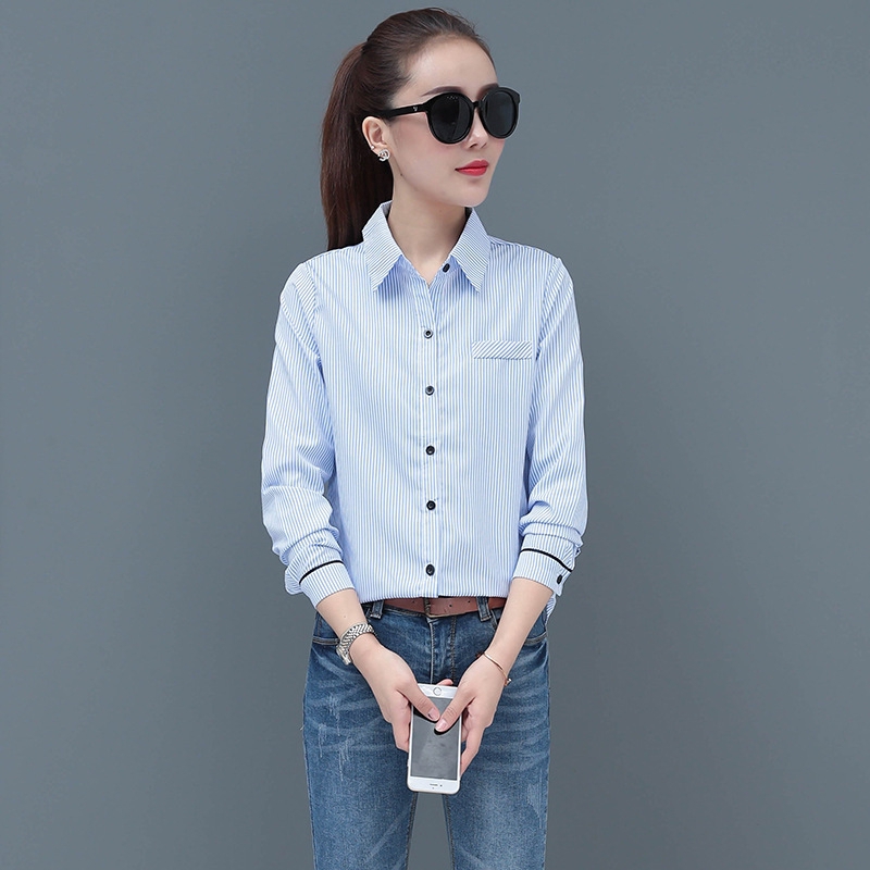 Áo sơ mi caro tay dài dáng rộng thời trang phong cách Hàn Quốc cho nữ