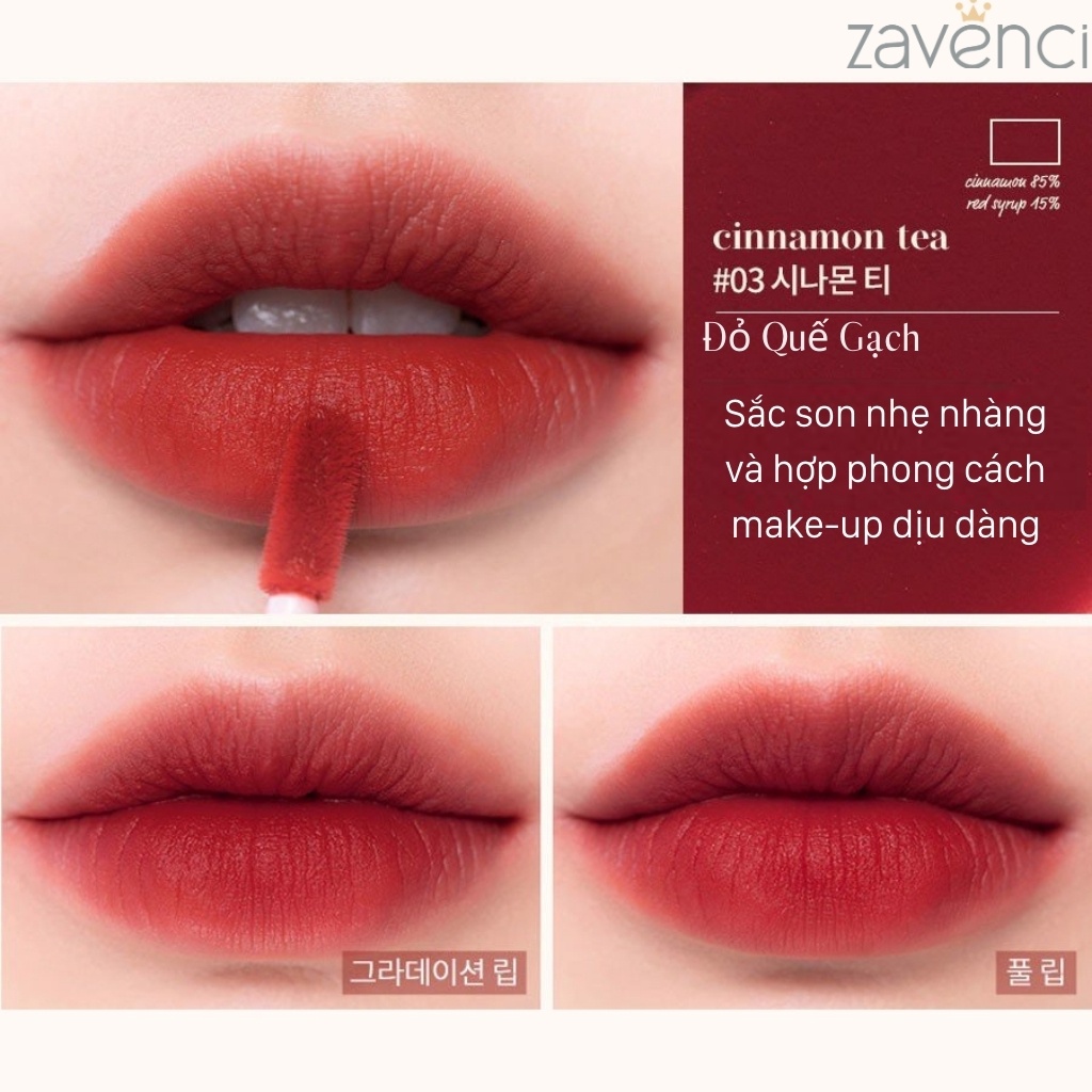 Son Kem Lì ROMAND Milk Tea Velvet Tint Bền Màu Hương Chocolate ( 4g )