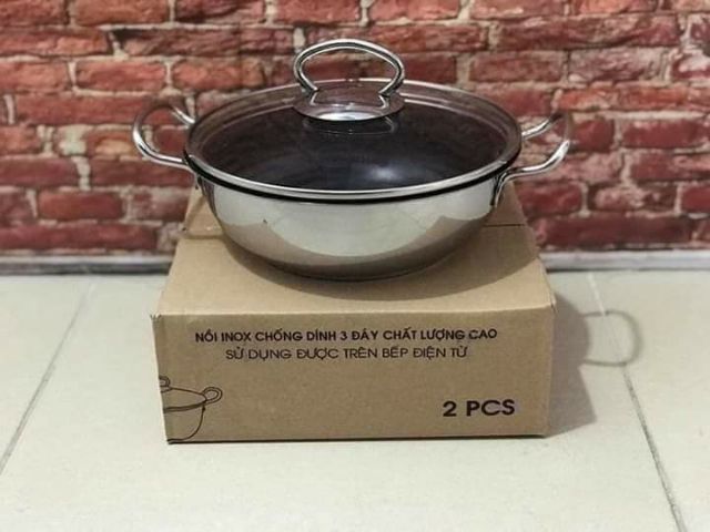 Nồi/Chảo sâu lòng Five Star Inox lòng chảo có chống dính thành cao đủ size