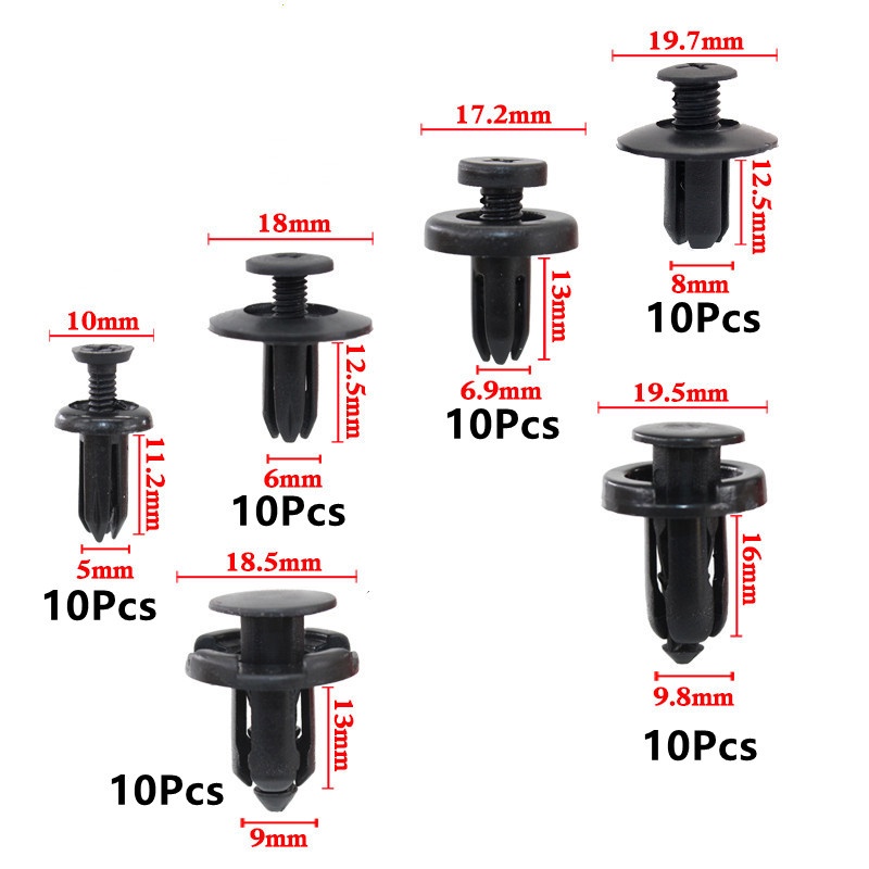 FENDER Bộ 20 Đinh Tán Nhựa 5mm 6mm 7mm 8mm 9mm 10mm Chuyên Dụng Cho Xe Hơi Honda Nissan Toyota