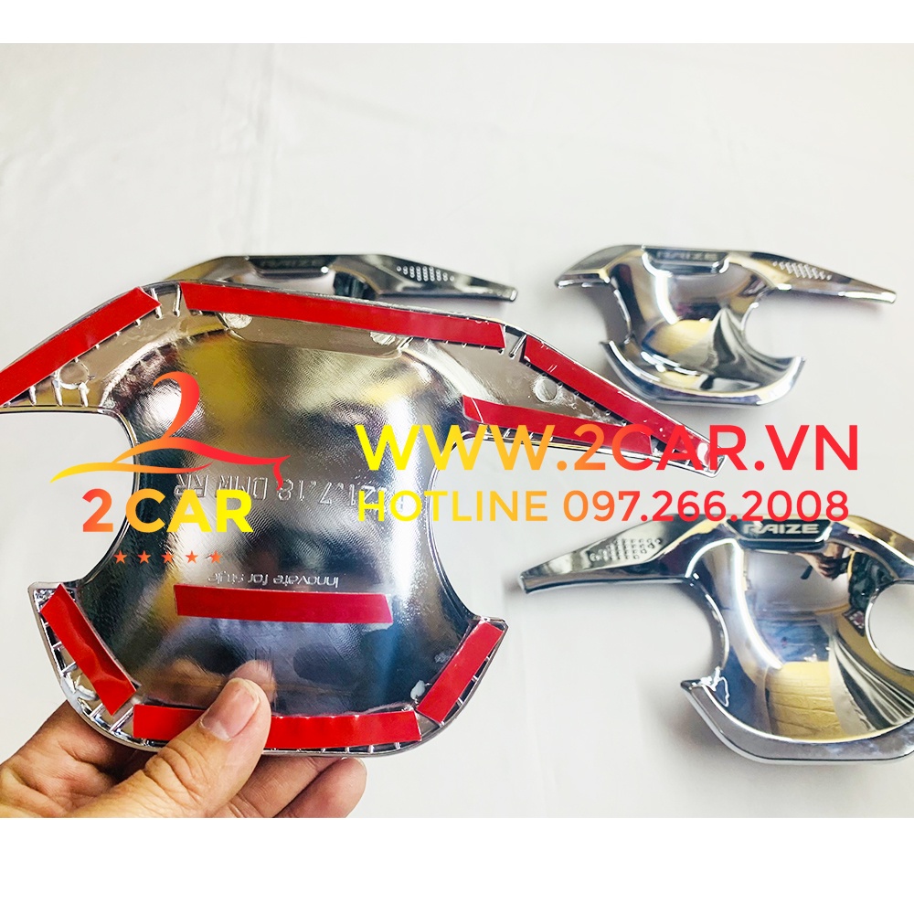 Ốp tay nắm, hõm cửa, chén cửa xe Toyota Raize 2021- 2022 mạ crom cao cấp- Giá 1 bộ