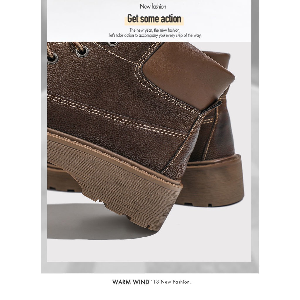 Giày bốt Martin phong cách Nhật Bản đế phẳng(Chiều cao đáy 4cm)❤có sẵn màu đen và màu nâu❤ | BigBuy360 - bigbuy360.vn