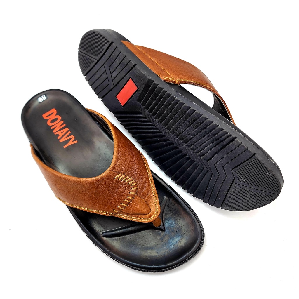 Dép Xỏ Ngón Nam Da Bò Thật 100% DONAVYKL, Kiểu Chữ L Cách Điệu Trẻ Trung Hàng Da Bò Siêu Nhẹ D.KchuL