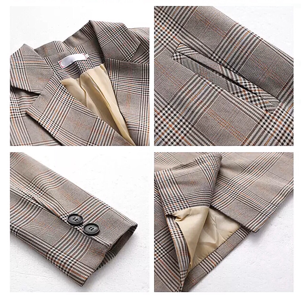 ［ＨÀＮＧ ＭỚＩ ＶỀ］🍃🍂🍁Áo Khoác Blazer Phong Cách Hàn Quốc💞💓💘Áo Vest Nữ 2 Lớp Kẻ Caro Siêu Xinh❤️💛💚 | BigBuy360 - bigbuy360.vn