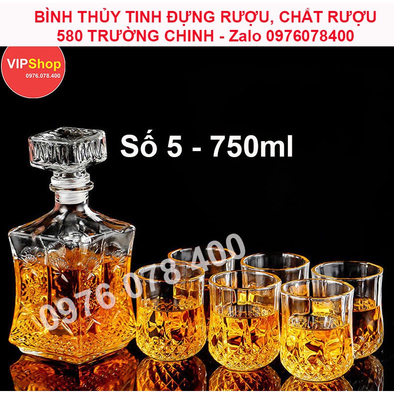 Vỏ Bình Thủy Tinh Đựng Rượu 750ml, Bình ngâm Rượu Vuông Hơi Vát, CTT-05