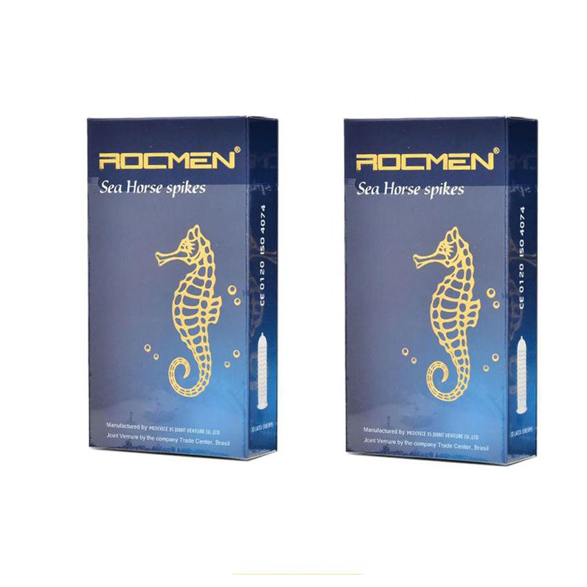 Bao Cao Su  Rocmen Siêu Gai kéo dài thời gian Cá Ngựa Xanh Hộp 10Chiếc x 2hộp YEU247