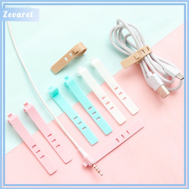 Set 4 Dây Buộc Cáp Sạc Tai Nghe Bằng Silicon Mềm Tự Khóa Chống Thất Lạc Có Thể Tái Sử Dụng