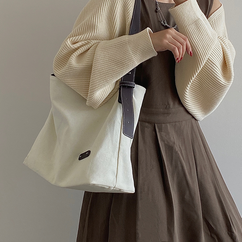 Túi Vải Canvas Thiết Kế Đơn Giản Phong Cách Nhật Bản Cho Nữ