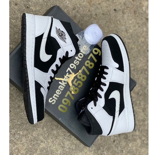 Giày Nike Jordan 1 Mid White/Black 554724-113 Nam/Nữ    Sneaker79Store
