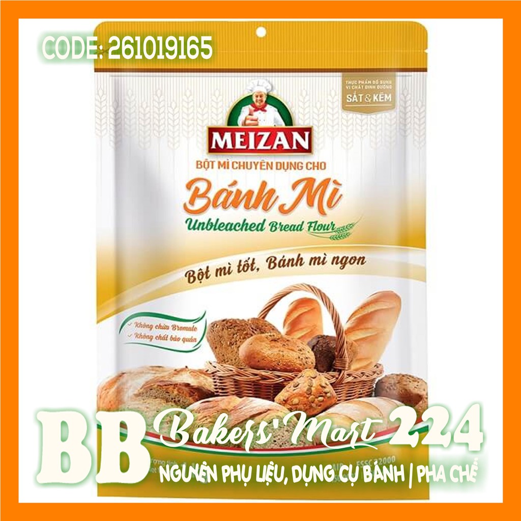 Bột mì làm BÁNH MÌ số 13 MEIZAN - Gói 1kg (BỘT NGUYÊN, KO CÓ MEN)