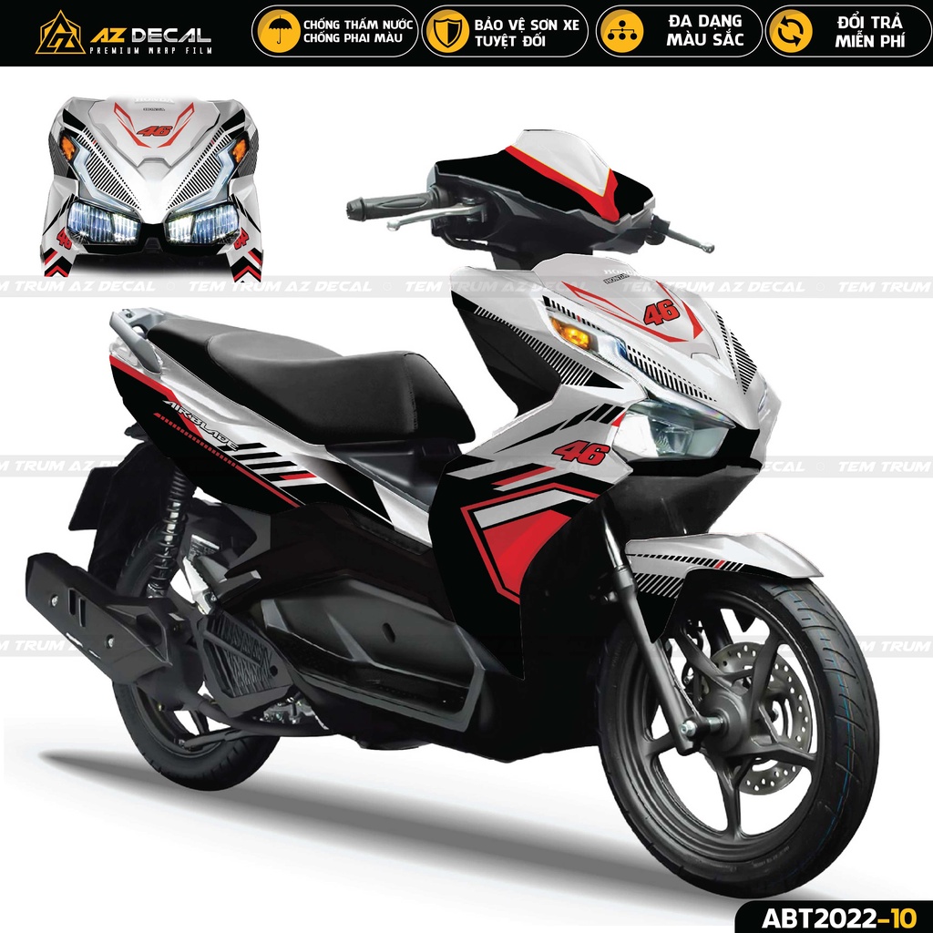 Tem Trùm Airblade 2020 2022 Phong Cách 46 | ABT2022-10 | Decal Dán Xe AB Cao Cấp, Bảo Vệ Sơn Xe - AZDECAL