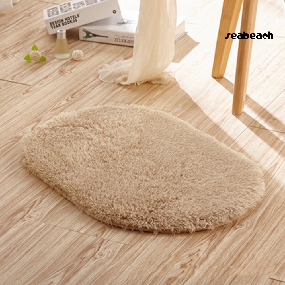 Thảm lông lót sàn hình oval thấm hút nước chống trượt tiện dụng cho phòng khách