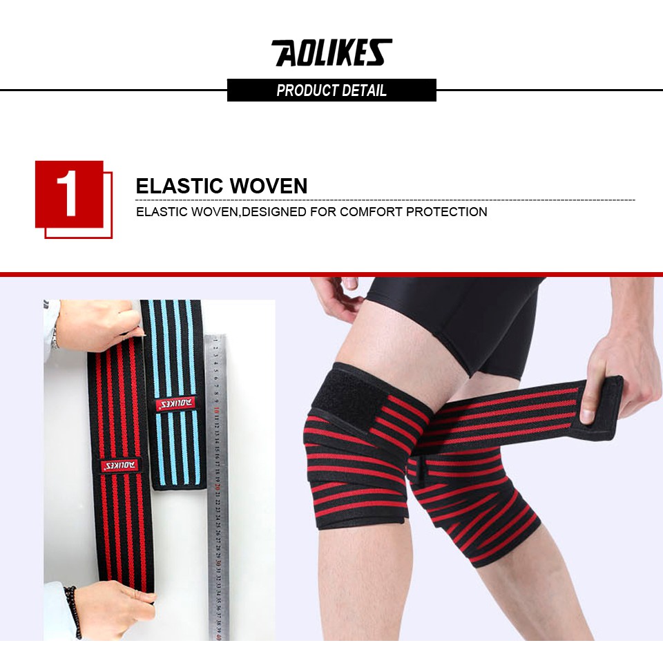 Bộ 2 băng quấn đầu gối AOLIKES A-7167 hỗ trợ squat tập gym bảo vệ khớp gối knee compression straps