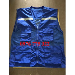 ÁO PHẢN QUANG (ÁO GILE TÚI HỘP VẢI GIÓ PHỐI LƯỚI MÀU XANH)