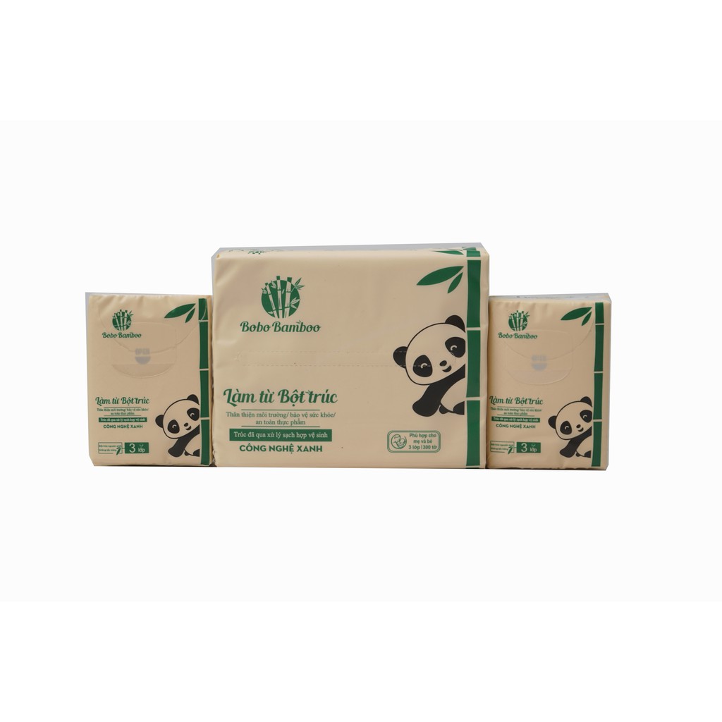 Combo 1 gói khăn giấy rút + 2 gói khăn giấy bỏ túi làm từ bột trúc siêu dai Bobo Bamboo