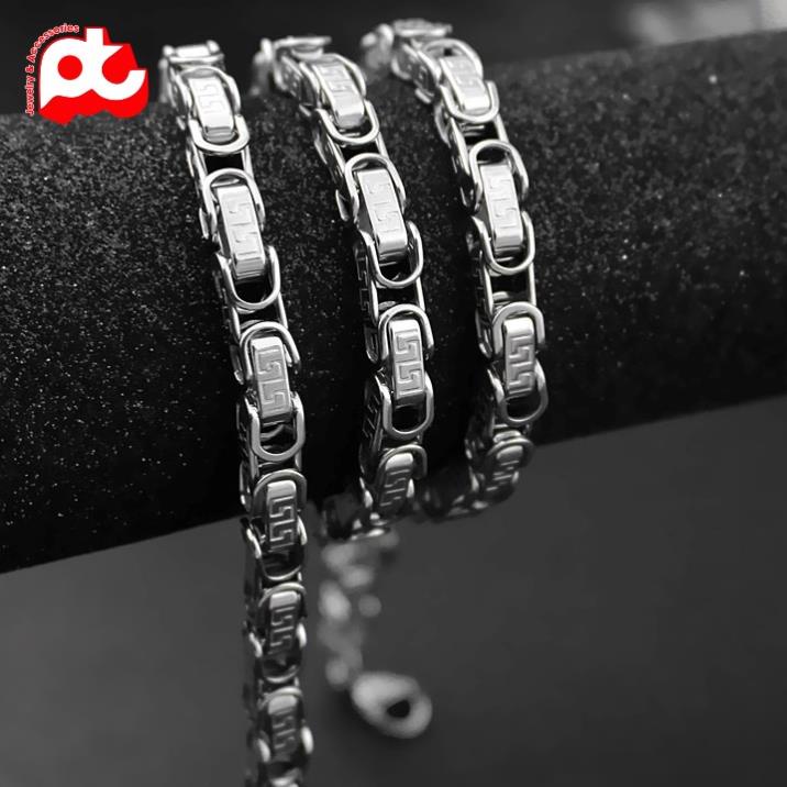 Dây chuyền nam cao cấp thời trang đẹp titan kiểu khắc họa tiết vạn lý trường thành PT JEWELRY 6mm PTDCNA177