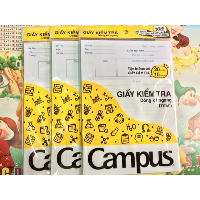 Giấy kiểm tra Campus không chấm (1 túi /20 tờ đôi, 10 tờ đơn )