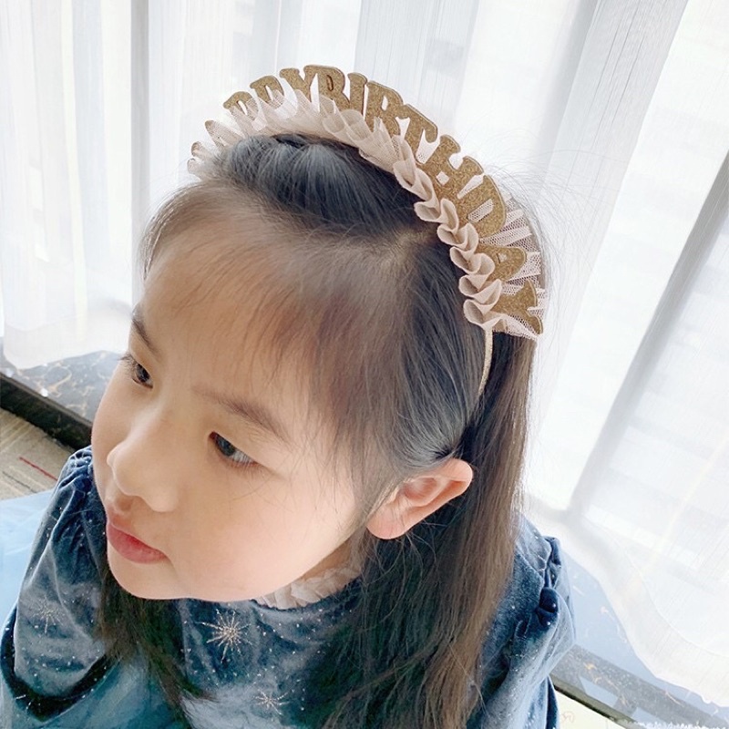 Bờm cài tóc sinh nhật happy birthday lấp lánh công chúa