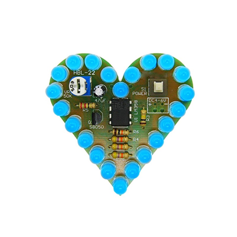 Bộ Đèn Hơi Thở Hình Trái Tim DIY DC 5V Cho Bộ Đèn LED Đỏ Xanh Lam Gr