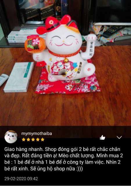 Mèo thần tài . vẫy tay . chiêu tài dước lộc . Cao 16 cm | BigBuy360 - bigbuy360.vn