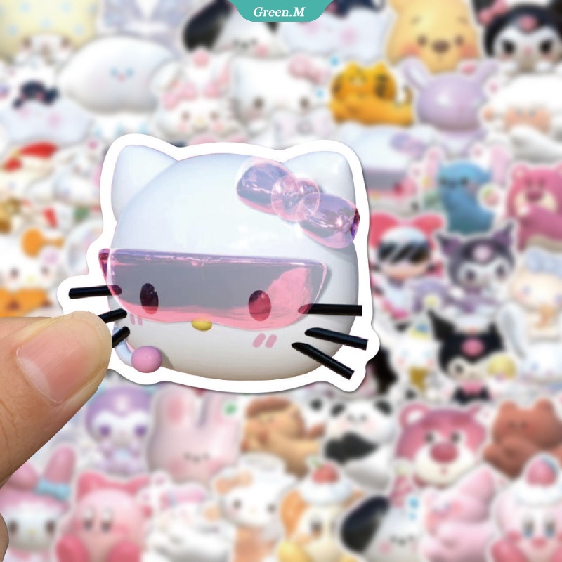 SANRIO Bộ 50 Miếng Dán Trang Trí Laptop Họa Tiết Mèo Hello Kitty Dễ Thương
