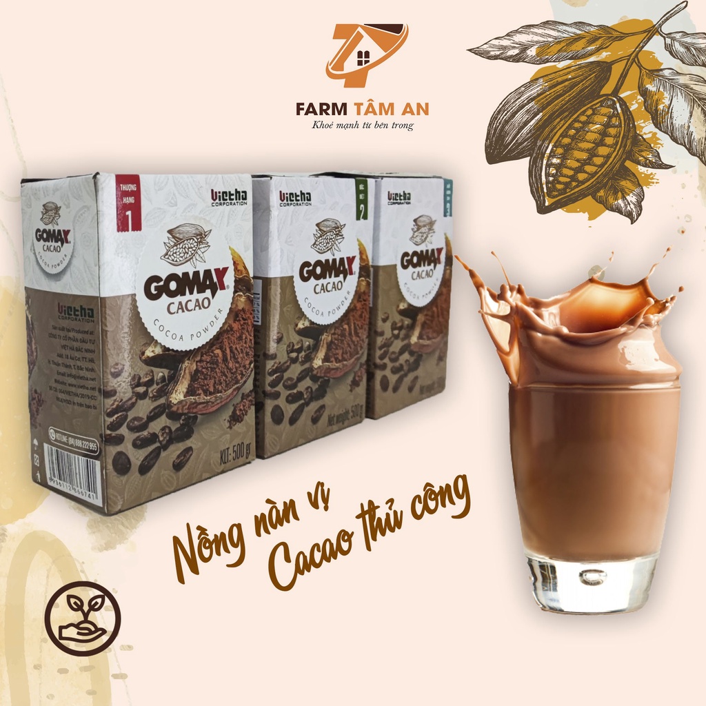 Bột cacao nguyên chất hòa tan tây nguyên GOMAX 500g