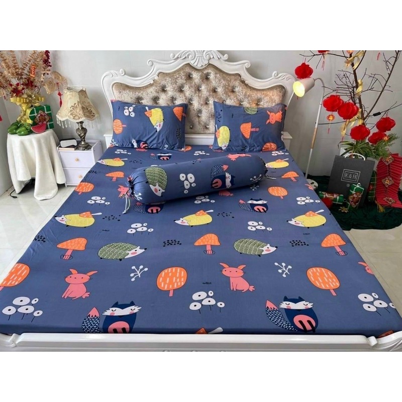 Bộ drap thun Hàn quốc 4 món mẫu hoạt hình siêu cưng cho bé