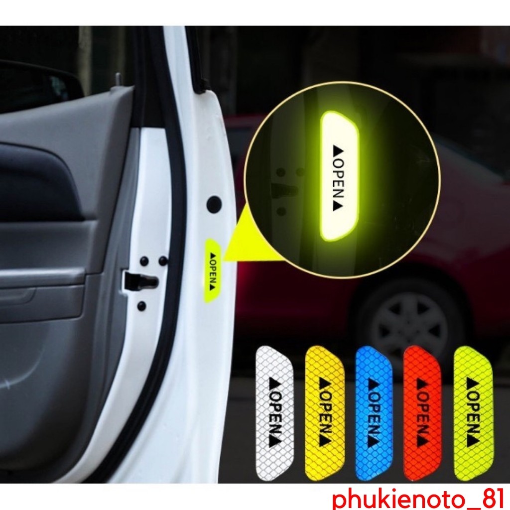 Decal phản quang dán cánh cửa xe hơi - Bộ 4 cái