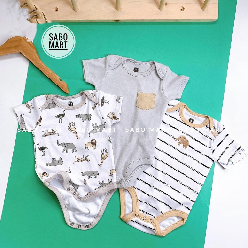 (CHỌN MẪU) Set 3 Bodysuit Body Chip Cộc Tay Kèm Móc Hàng VN Xuất Dư Cho Bé Siêu Đẹp