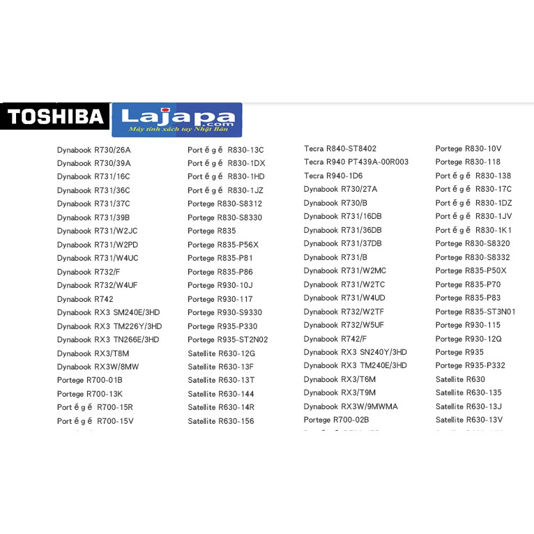 Pin laptop Toshiba dynabook RX3, R730, R731, R732, R742 Portege R700, R830, R930, R630, R835, R840, R845