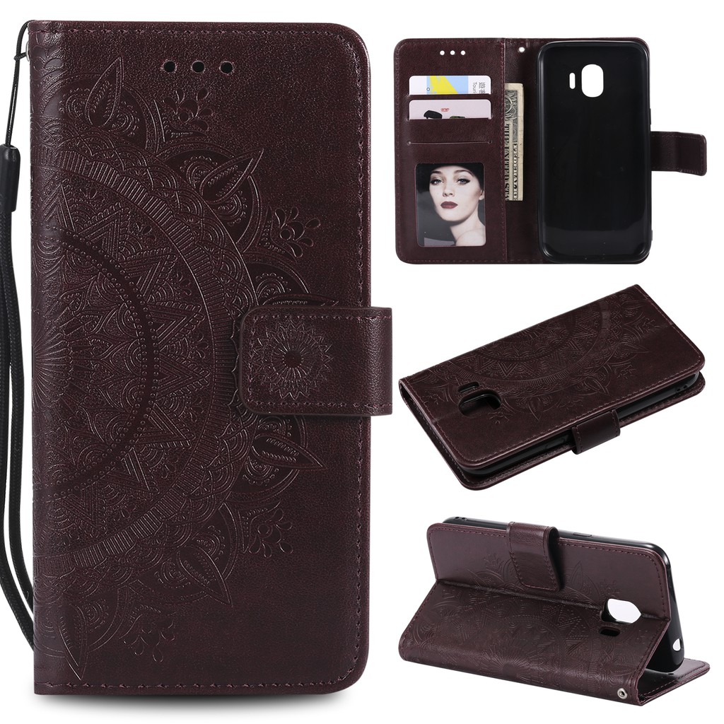 Bao da điện thoại dạng ví nắp lật họa tiết dập nổi thời trang cho Samsung J3 J7 J2Pro 2018 | BigBuy360 - bigbuy360.vn