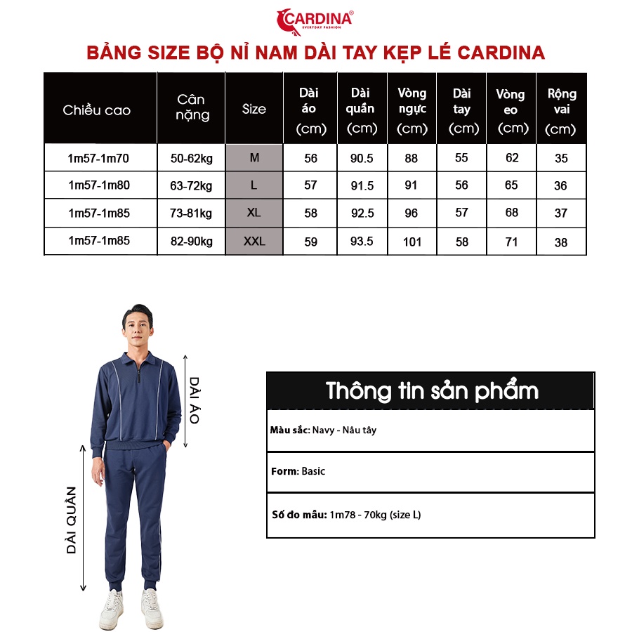 Đồ Bộ Nam 𝐂𝐀𝐑𝐃𝐈𝐍𝐀 Chất Nỉ Da Cá Cao Cấp Kiểu Dáng Thể Thao Kéo Khóa Cổ Khỏe Khoắn Năng Động 2NiM01