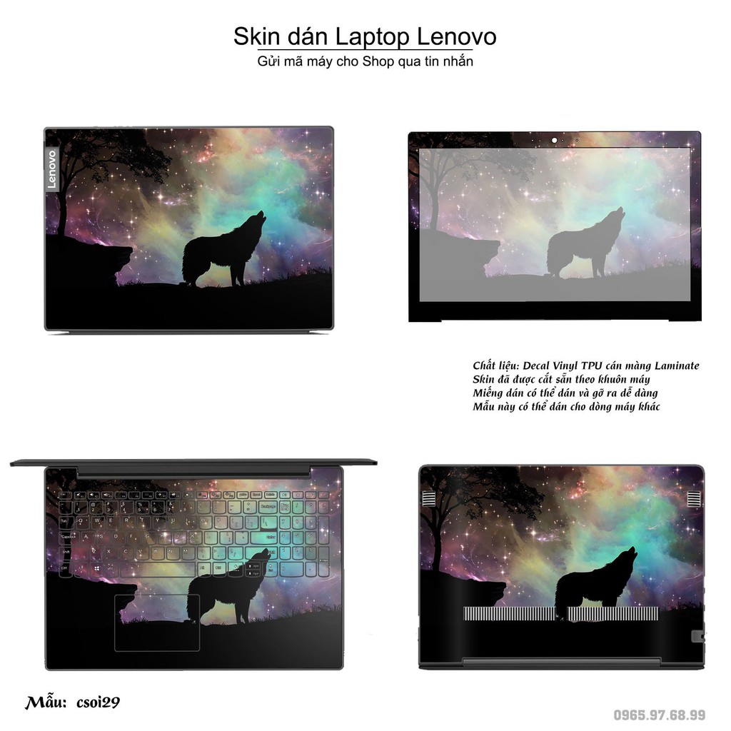 Skin dán Laptop Lenovo in hình sói tuyết