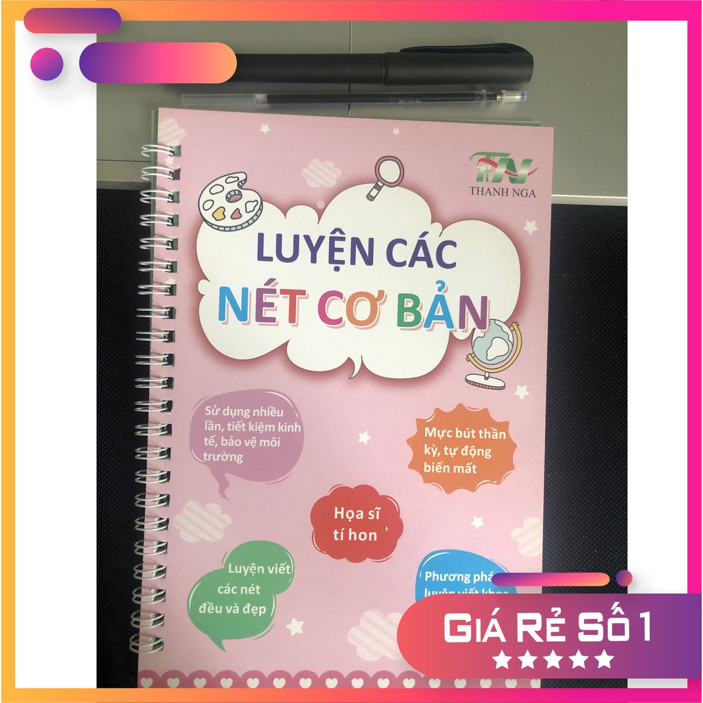 Tập luyện chữ, số, nét cơ bản tự xóa đặc biệt có dấu Tiếng Việt.