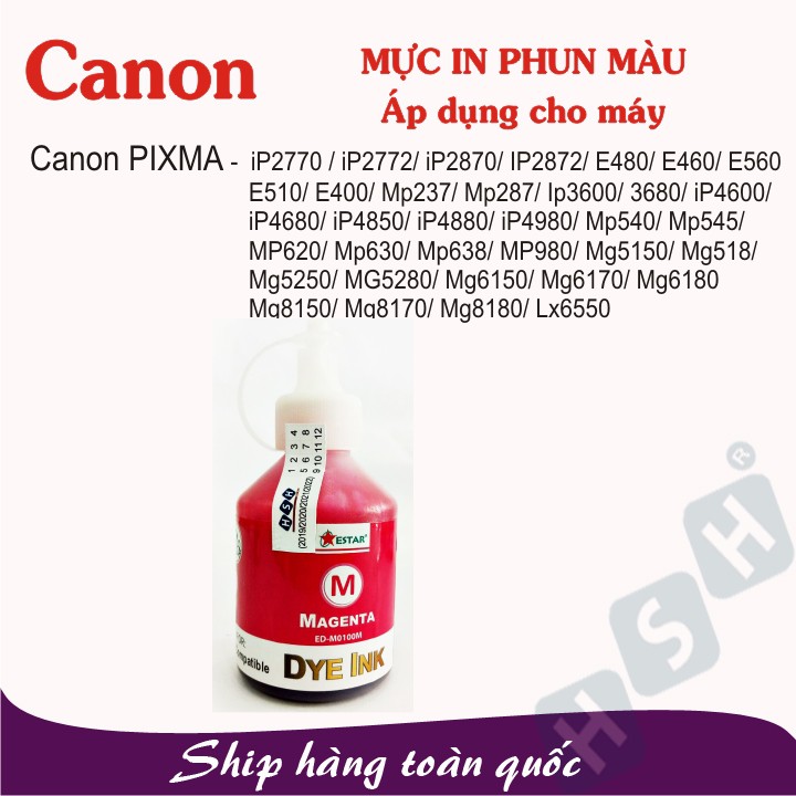 [GIÁ CỰC SỐC] Bộ 4 màu mực in phun CANON PIXMA - Đen, Xanh, Đỏ, Vàng - Box