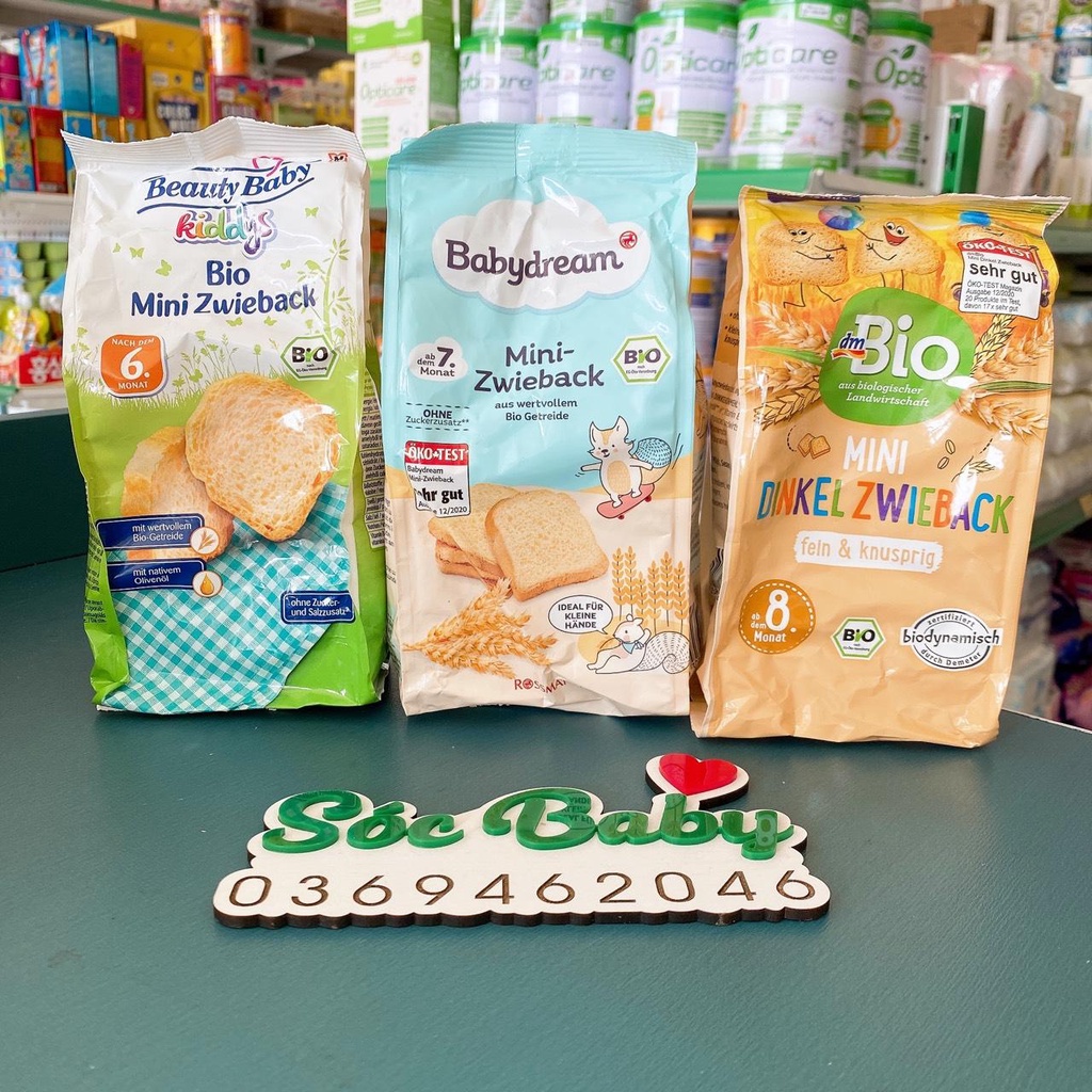 Bánh mì khô hữu cơ cho bé ăn dặm từ 6-7-8 tháng 100g Beauty Baby/ Baby Dream/ DM Bio - SÓC BABY