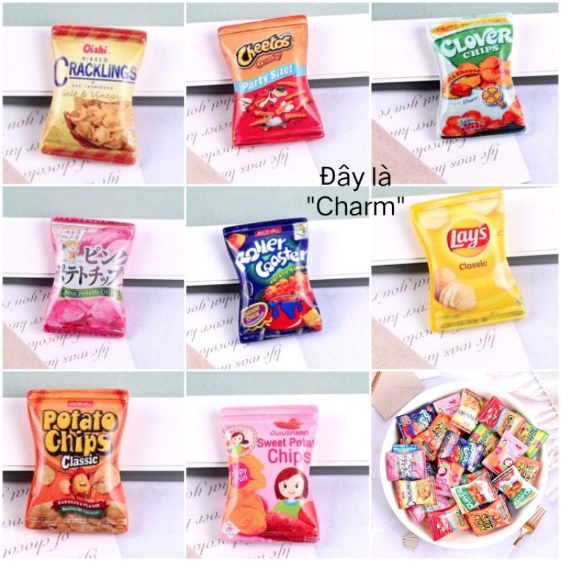 Mô hình charm gói bánh snack trang trí slime hoặc ốp lưng