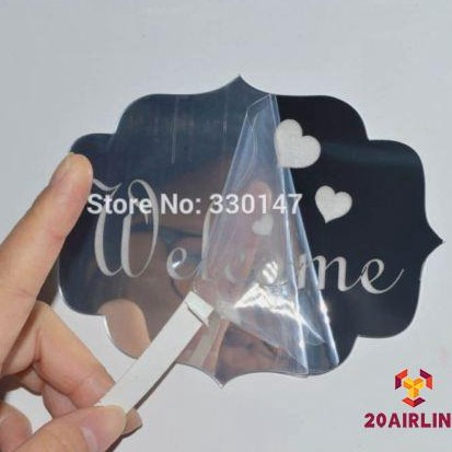 SSR-14x10cm 3D hiệu ứng gương Decal Dán Tường Chào mừng bạn