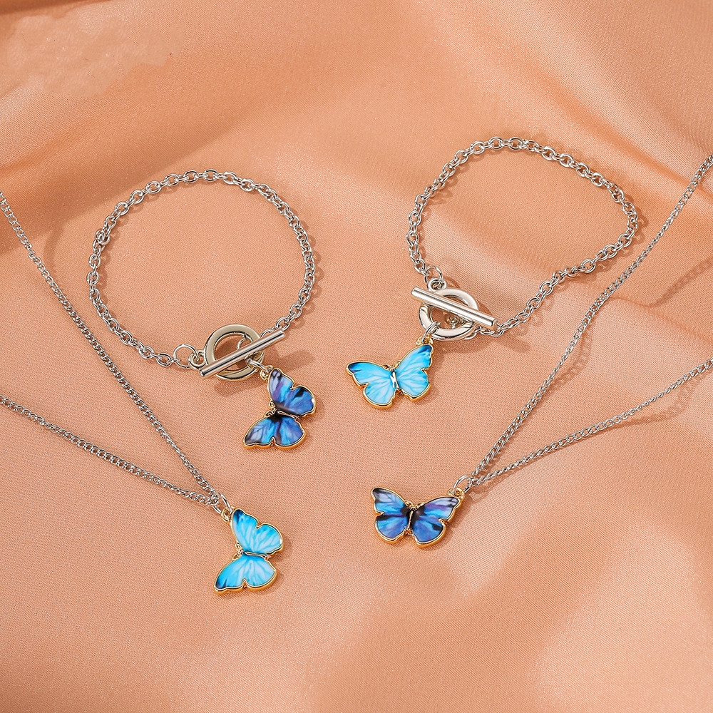 BUTTERFLY Dây Chuyền Mặt Bướm Đính Đá Thời Trang Hàn Quốc
