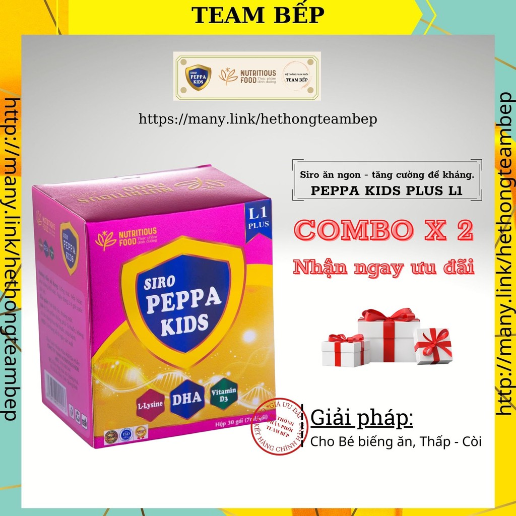 Siro ăn ngon tăng cường đề kháng Peppa Kids Plus L1 bổ sung vitamin cho bé - COMBO 2 HỘP - Mã: BEP012